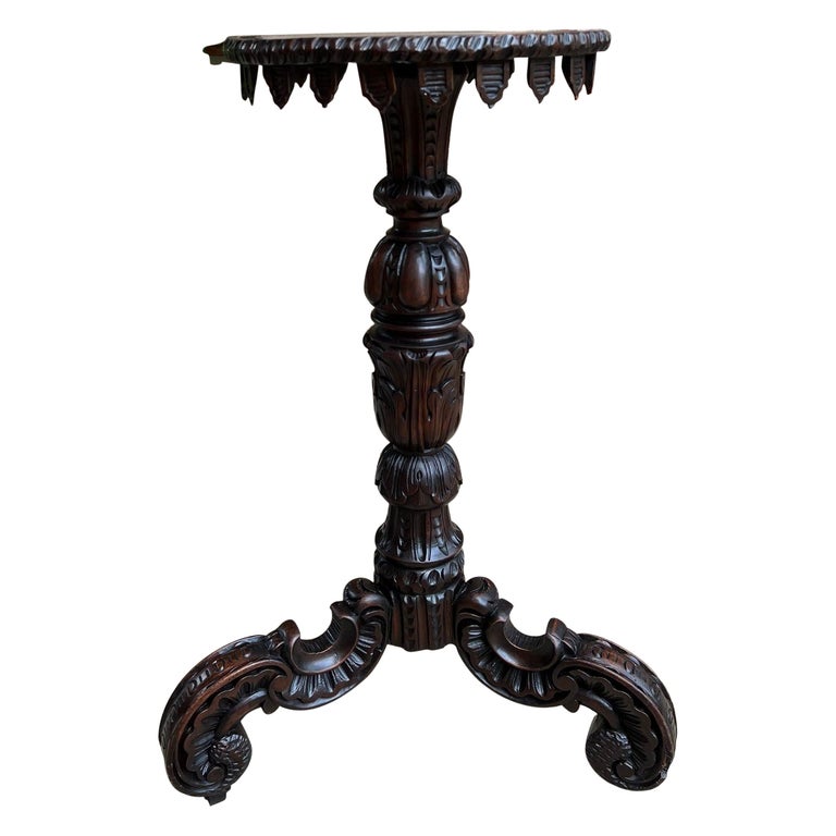 Antique English Carved Display Pedestal Stand Jardiniere Plant Bronze