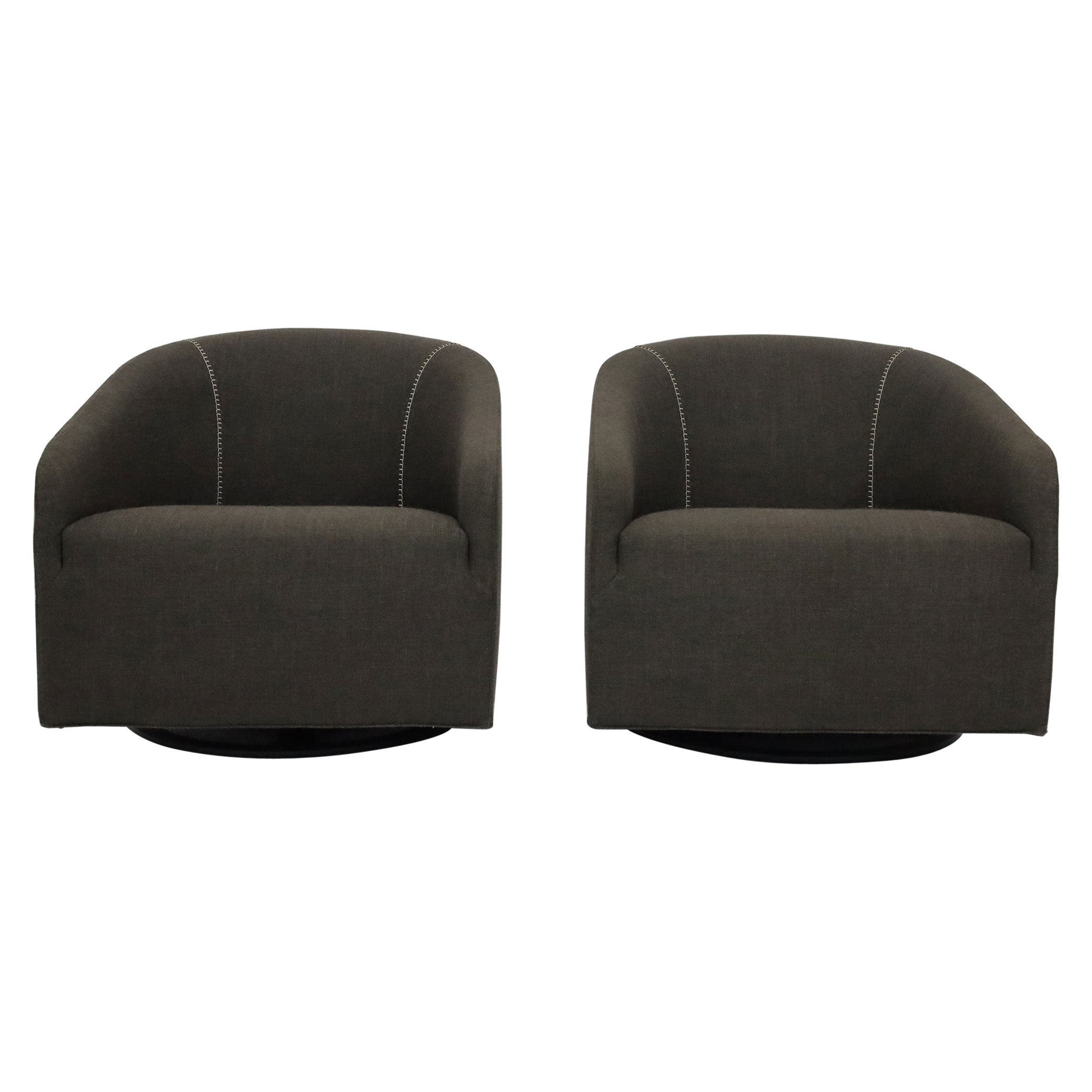 Minotti Portofino Swivel Lounge Chairs, Pair