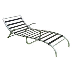 1960s Aluminum Framed Webbed Palm Springs Poolside Chaise Lounge