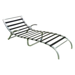 1960s Aluminum Framed Webbed Palm Springs Poolside Chaise Lounge