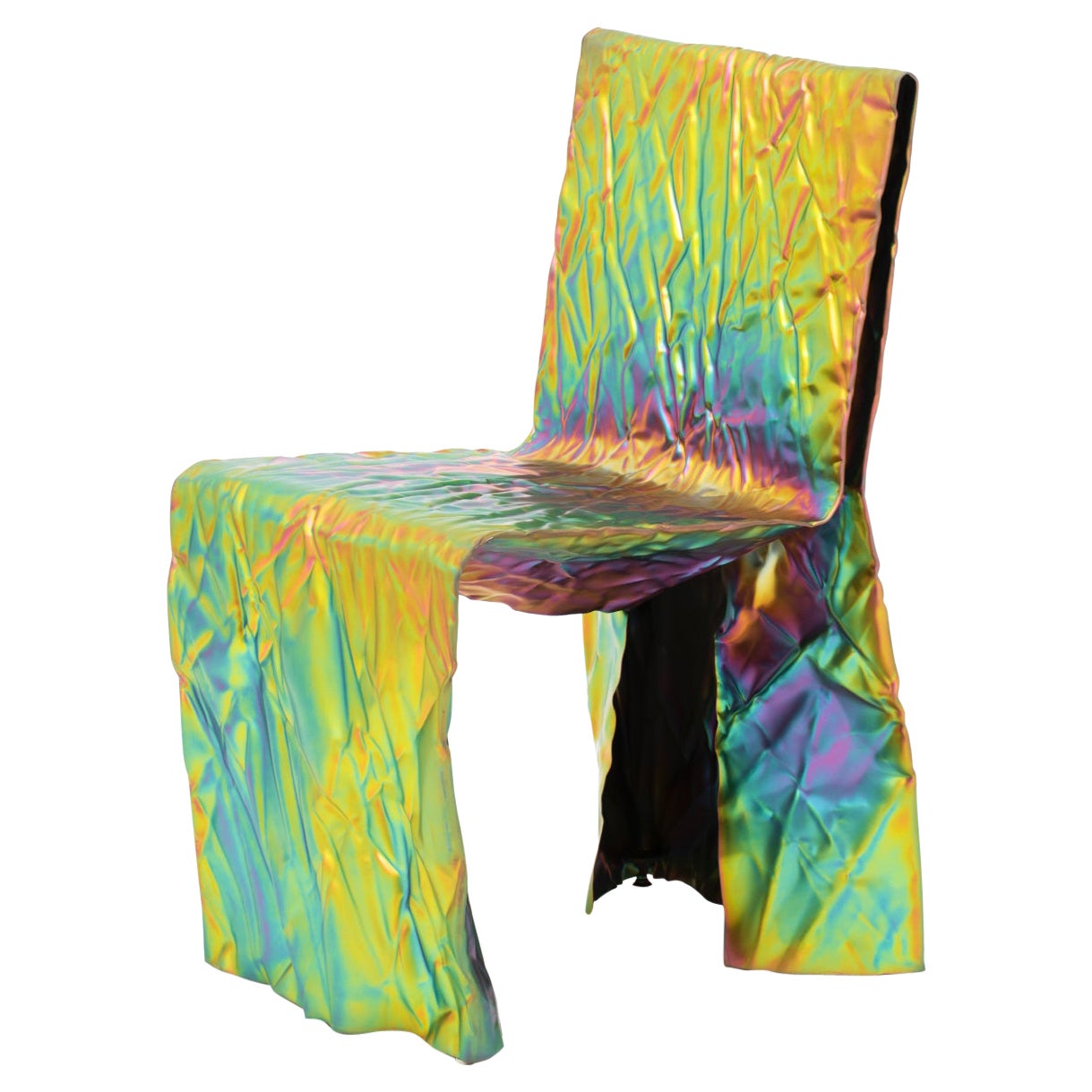 Christopher Prinz “Wrinkled Chair” in Rainbow Iridescent 'Raw' For Sale