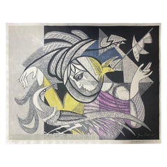 Retro Junichiro Sekino Signed Limited Edition Abstract Japanese Woodblock Print, 1956