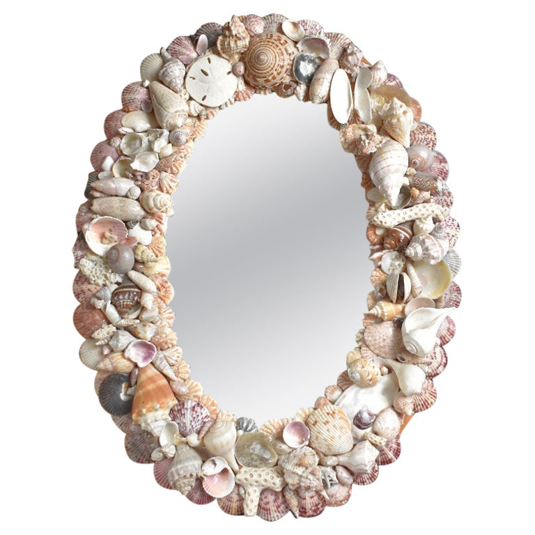 Coastal Oval Sea Shell Encrusted Wall Mirror