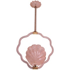 Shell Pink Murano Glass Chandelier by Barovier e Toso, 1940s