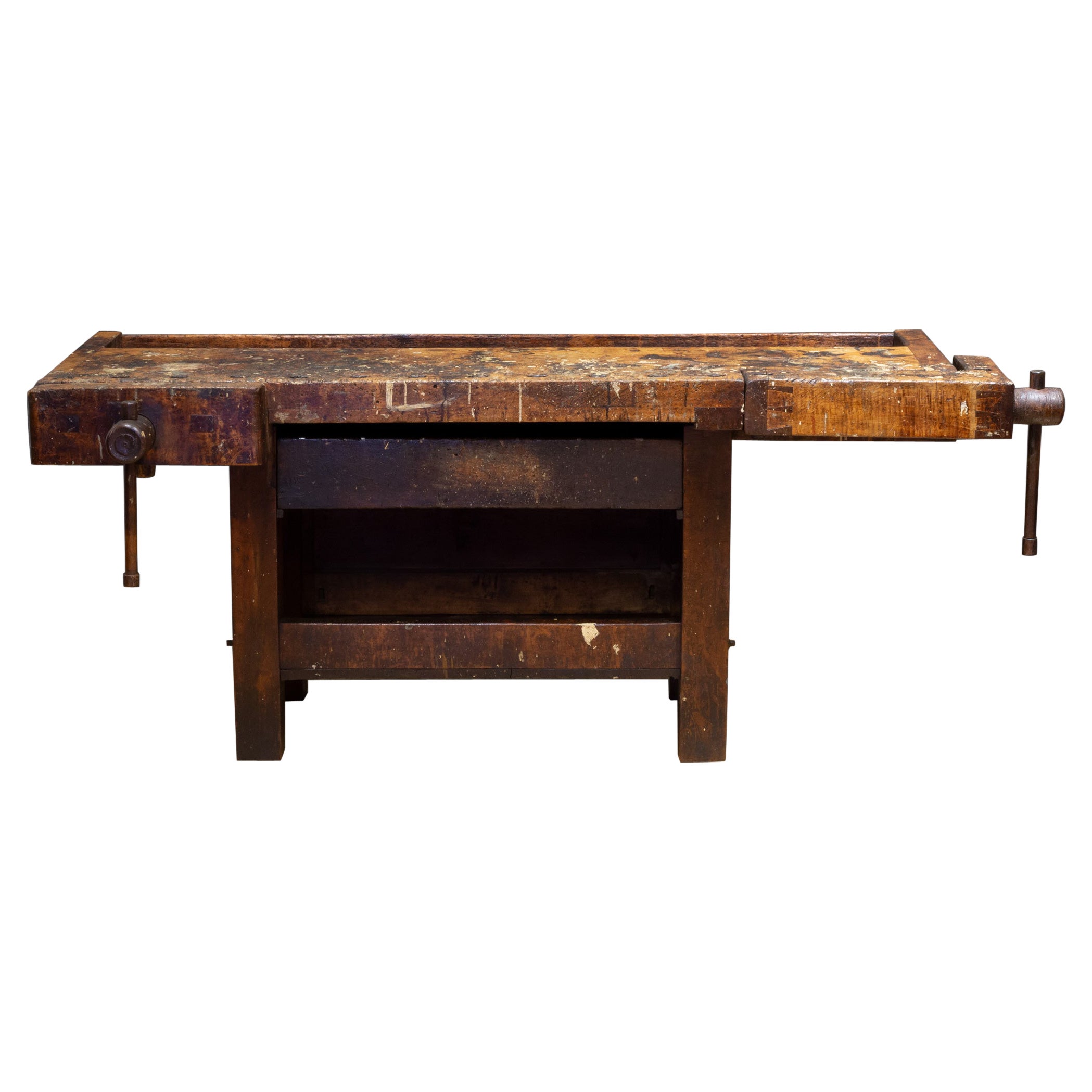 19th Century American Carpenter's Workbench with Drawer, circa 1880-1900