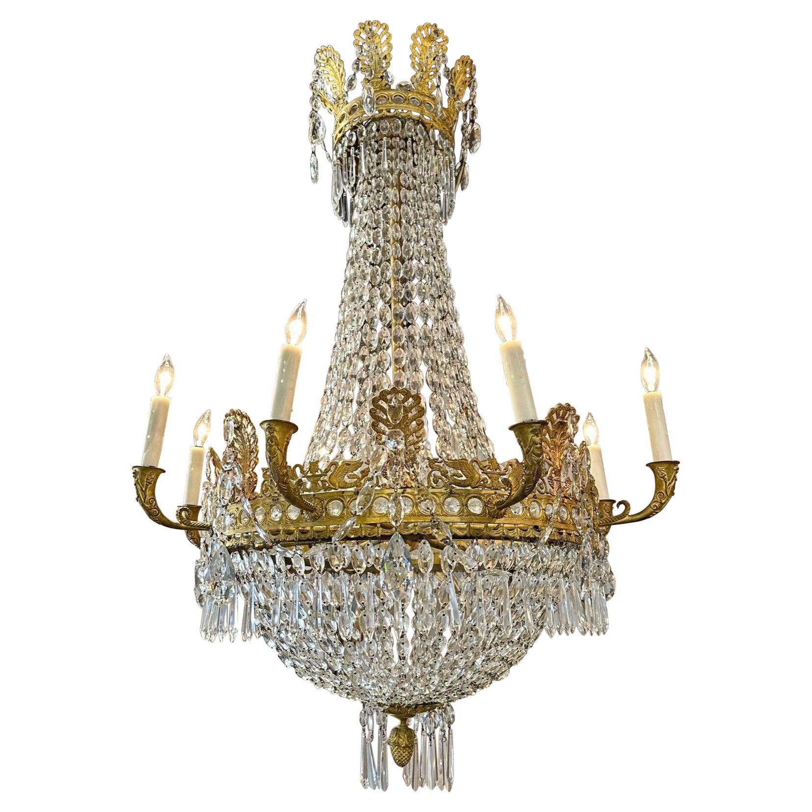 French Empire Basket Form Chandelier For Sale
