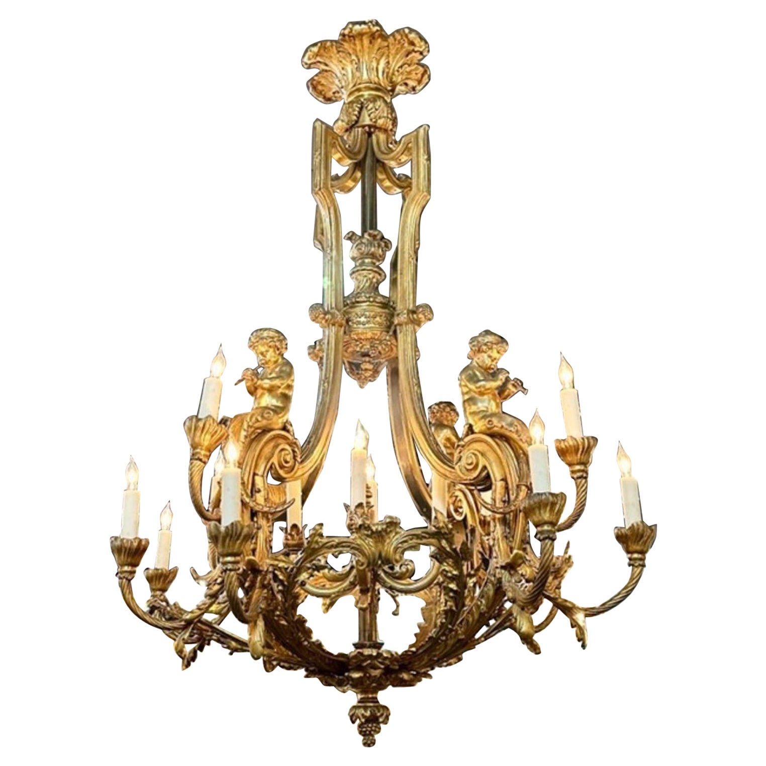 French Louis XV Style Bronze Chandelier For Sale