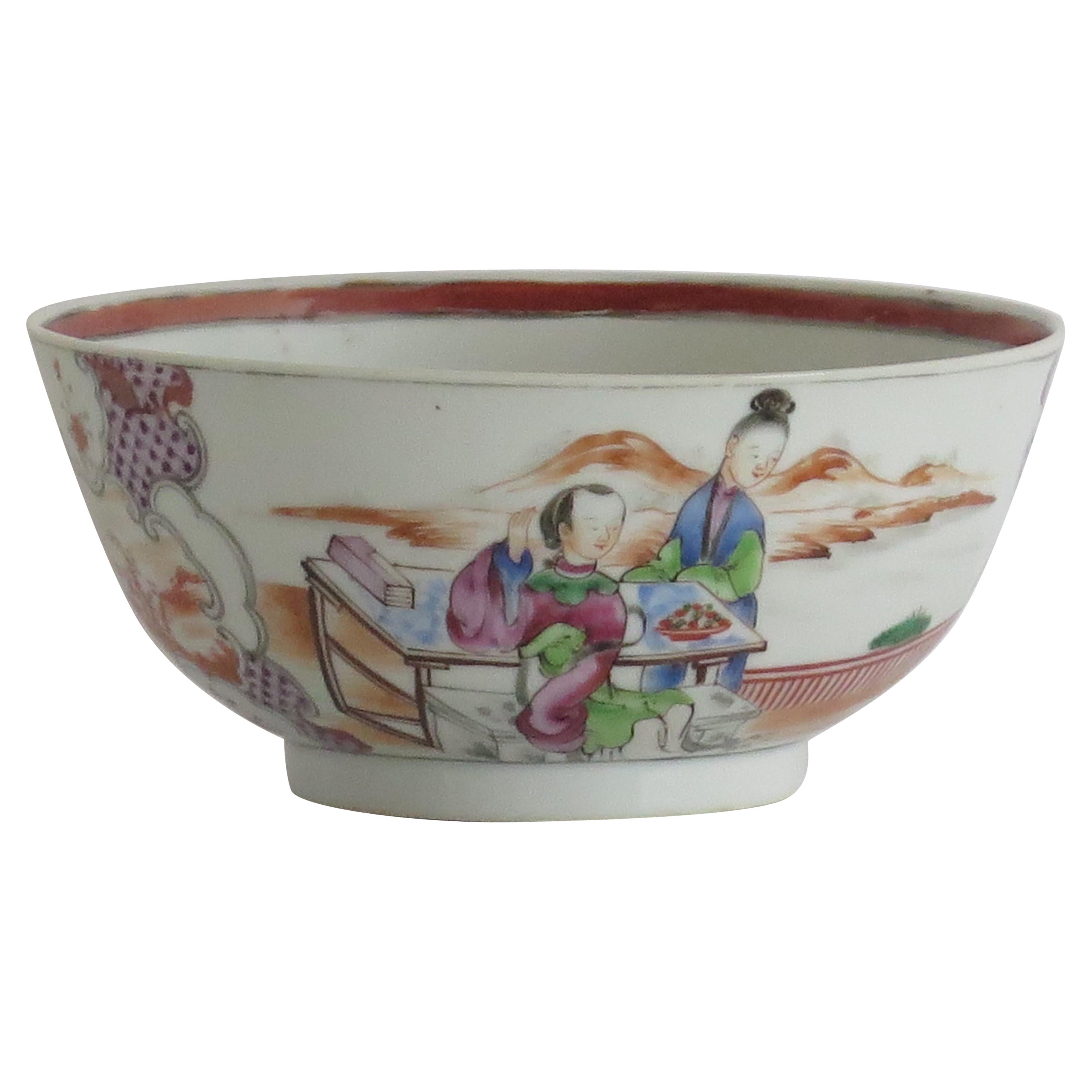 Chinese Porcelain Bowl Hand Painted Famille Rose, Qing Qianlong, circa 1760 For Sale