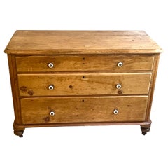 19th Century Country French Provincial Pine Commode, Dresser or Chest of Drawers