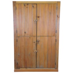 Used American Country Farmhouse Pine Beadboard Corner Cabinet Pantry Cupboard