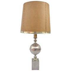 Large galuchat and silvered brass lamp, circa 1960