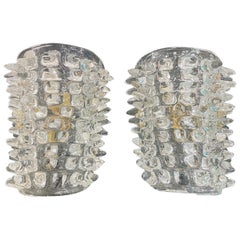 Vintage Pair of Rostrato Murano Sconces in the Style of Barovier & Toso, Italy 1980s