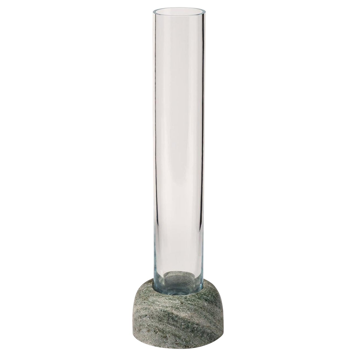 Minimalist Vase in Serpa Marble and Glass - Small For Sale