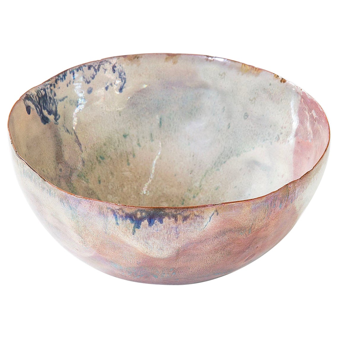 20th Century Fausto Melotti Decorative Bowl in Lilac Enameled Ceramic, 1960s For Sale