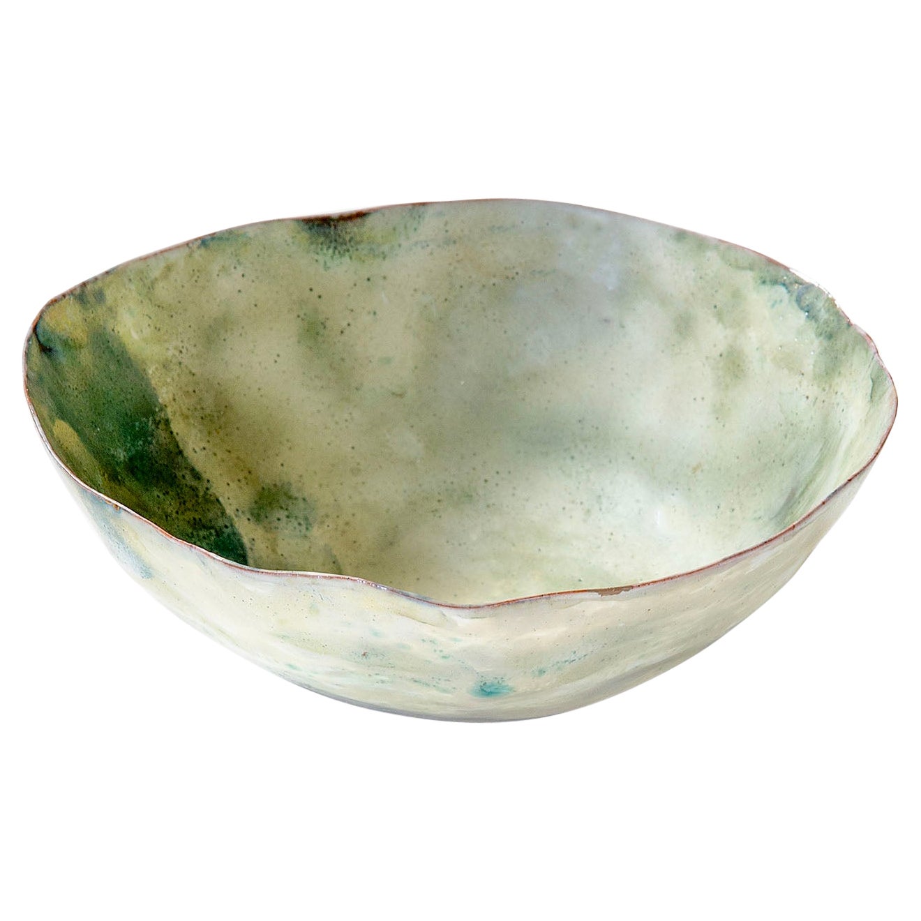 20th Century Fausto Melotti Decorative Bowl in Green Enameled Ceramic, 50s For Sale