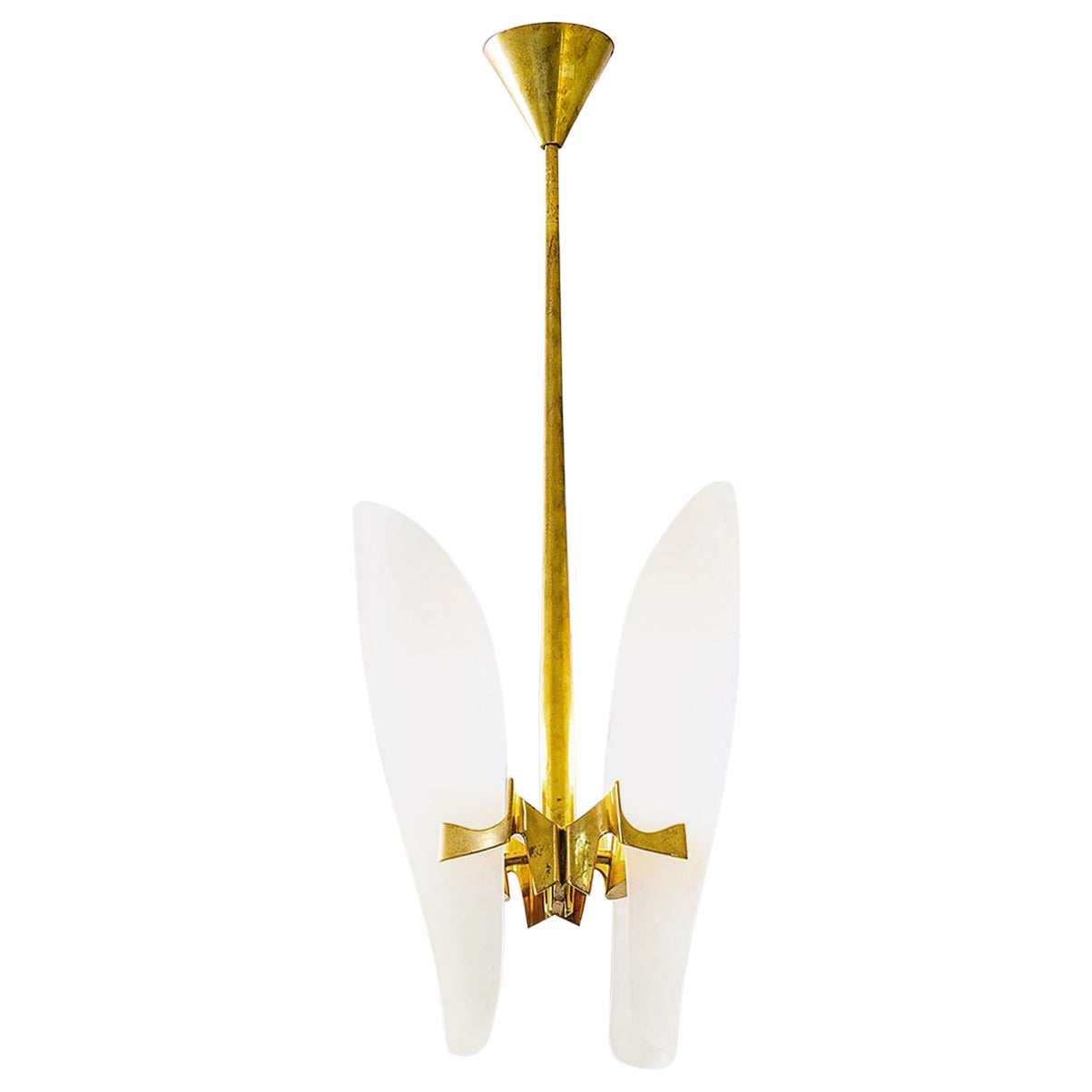 20th Century Max Ingrand Chandelier in Brass and Crystal for Fontana Arte, 1960s For Sale
