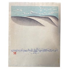 Vintage Okiie Hashimoto Signed Limited Edition Japanese Woodblock Print Snow Hill #7