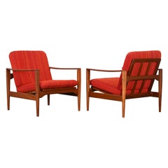 Pair of Easy Chairs by Illum Wikkelso for Niels Eilersen, Denmark, 1960s