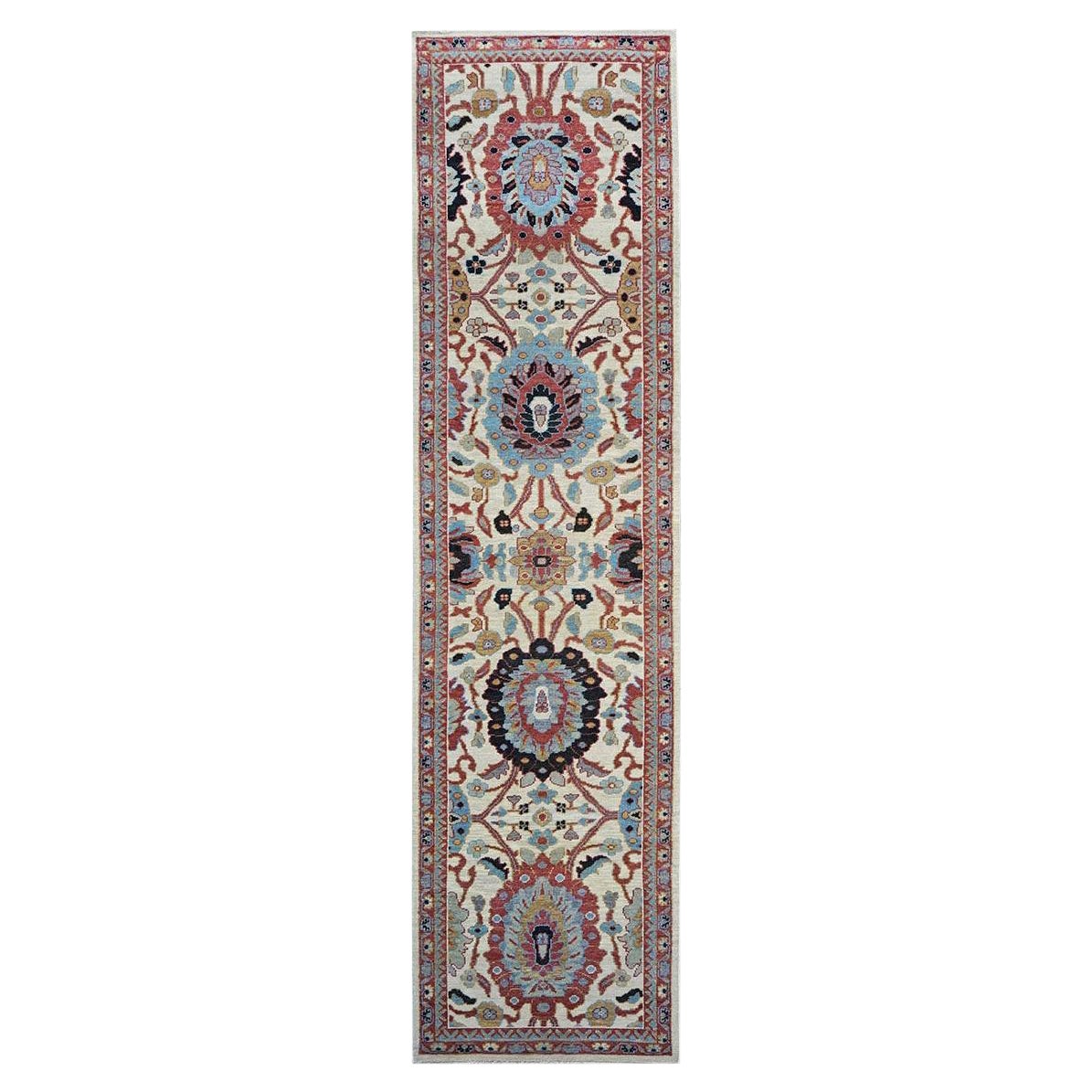 21st Century Sultanabad Master 3x12 Ivory, Red, & Blue Hallway Runner Rug