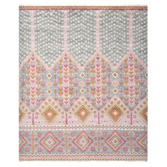 Contemporary Floral Hand Made Pink Area Rug 5' 0" x 8' 0"