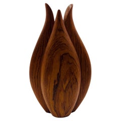 Vintage Modern Style Studio Quality Vase Featured in Teak Wood