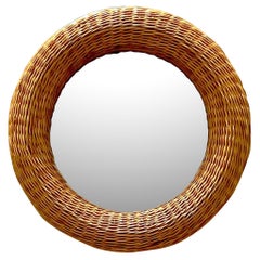 Vintage Costal Woven Rattan Mirror