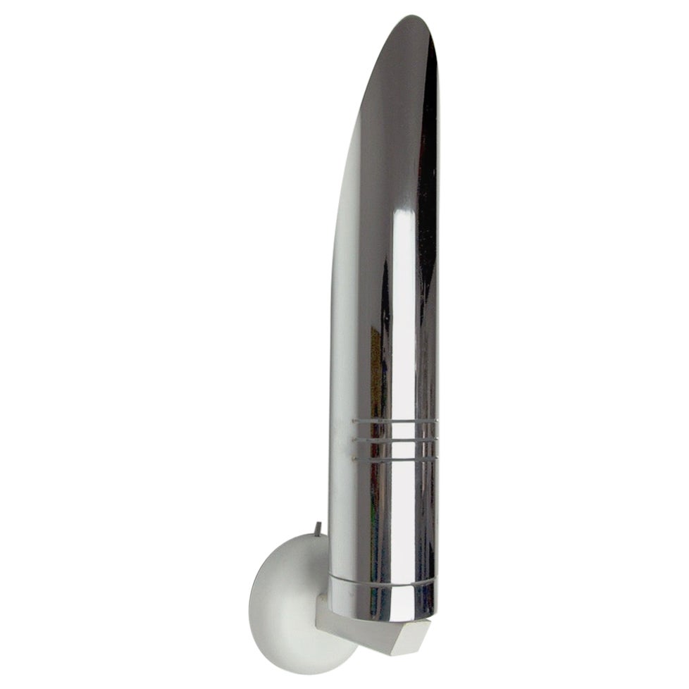 Space Age Tubular Wall Lamp, Chromed Metal, Italy, 1970 For Sale