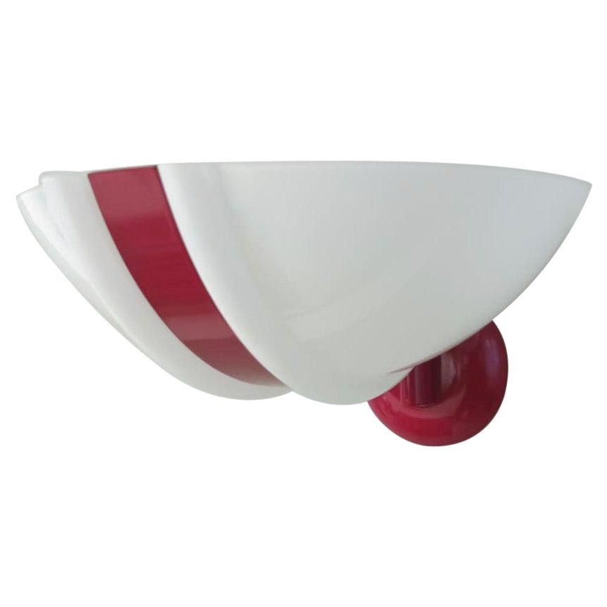 Single Uplight Sconce with Red Stripe For Sale