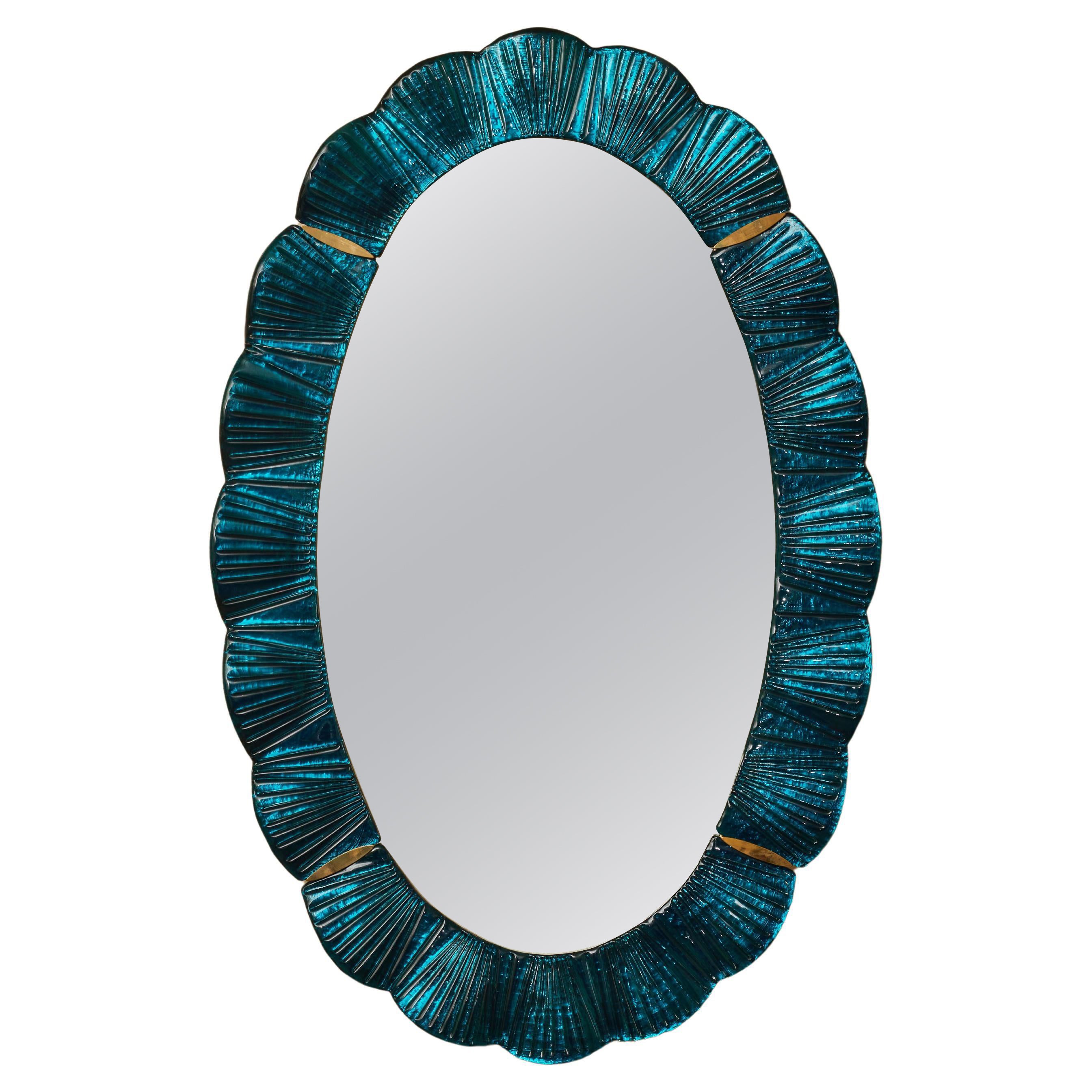 "Ice Mint" Oval Mirror by Studio Glustin For Sale