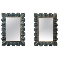 Paire de miroirs « Feuille » de Murano par Studio Glustin