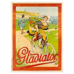 Original Poster, Cycles Gladiator, Bicycle, Breton Farmer, Black Cat Rabbit 1910