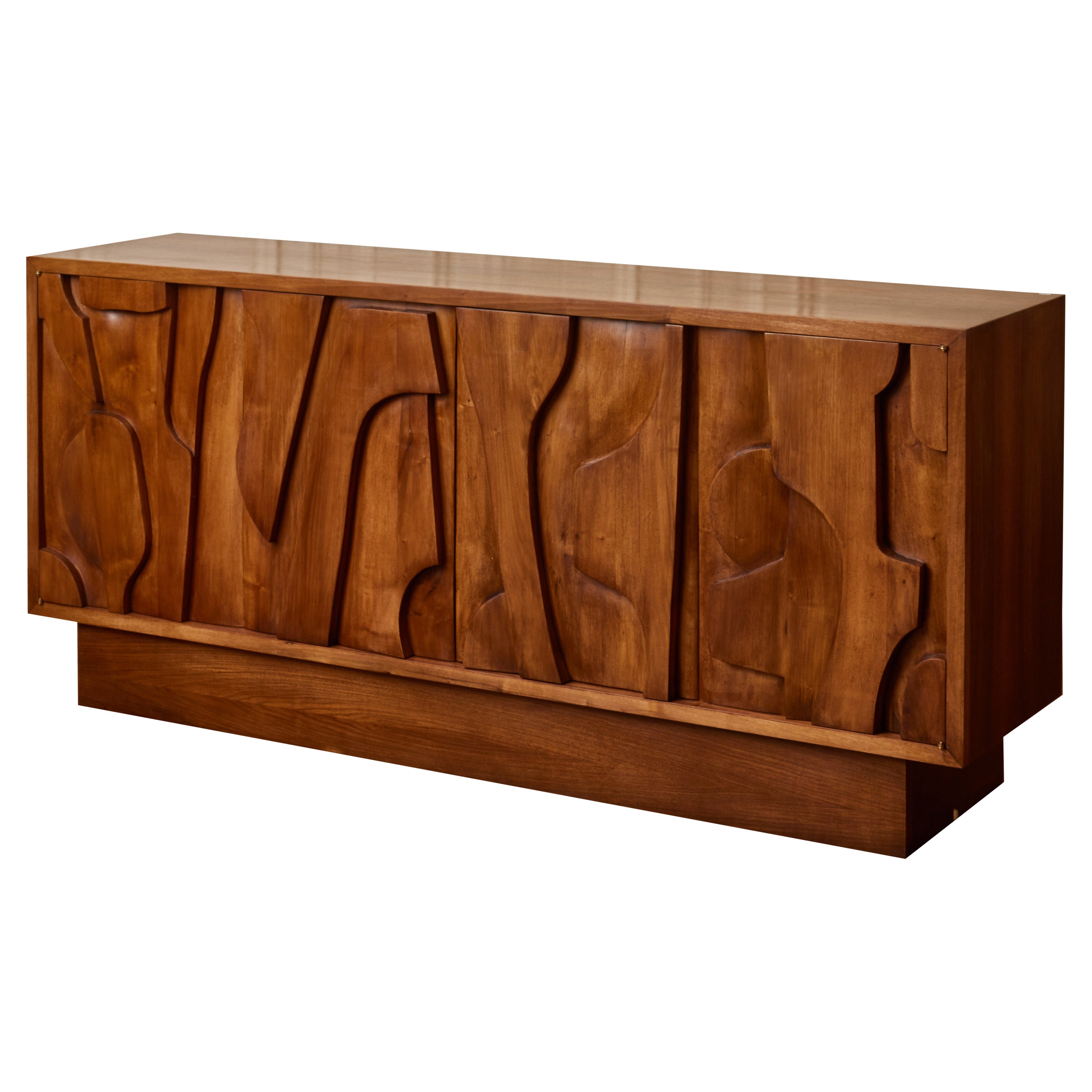 Sculpted Wood Sideboard by Studio Glustin For Sale