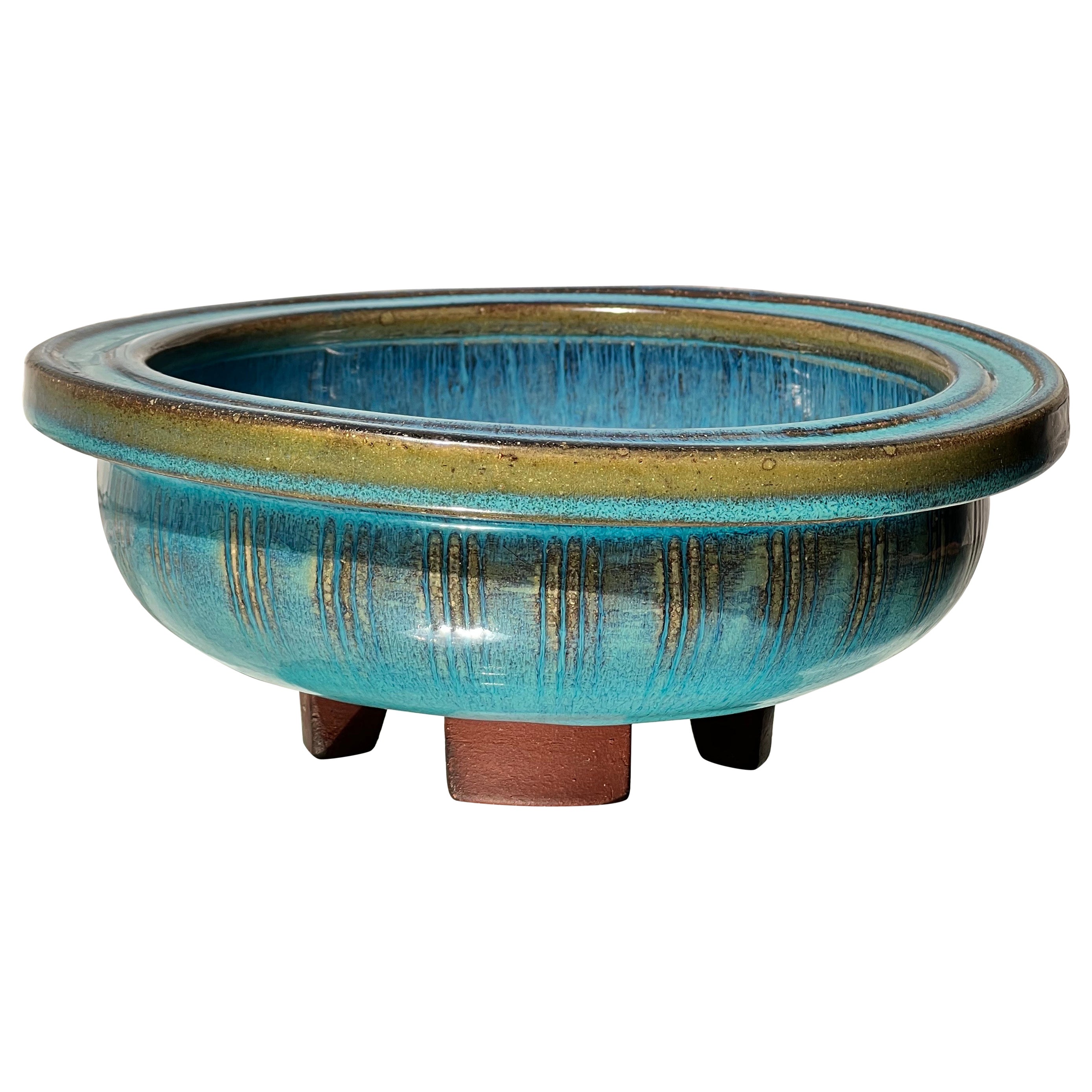 Wilhelm Kage, Blue glazed bowl, Unique Farsta from 1957 Sweden