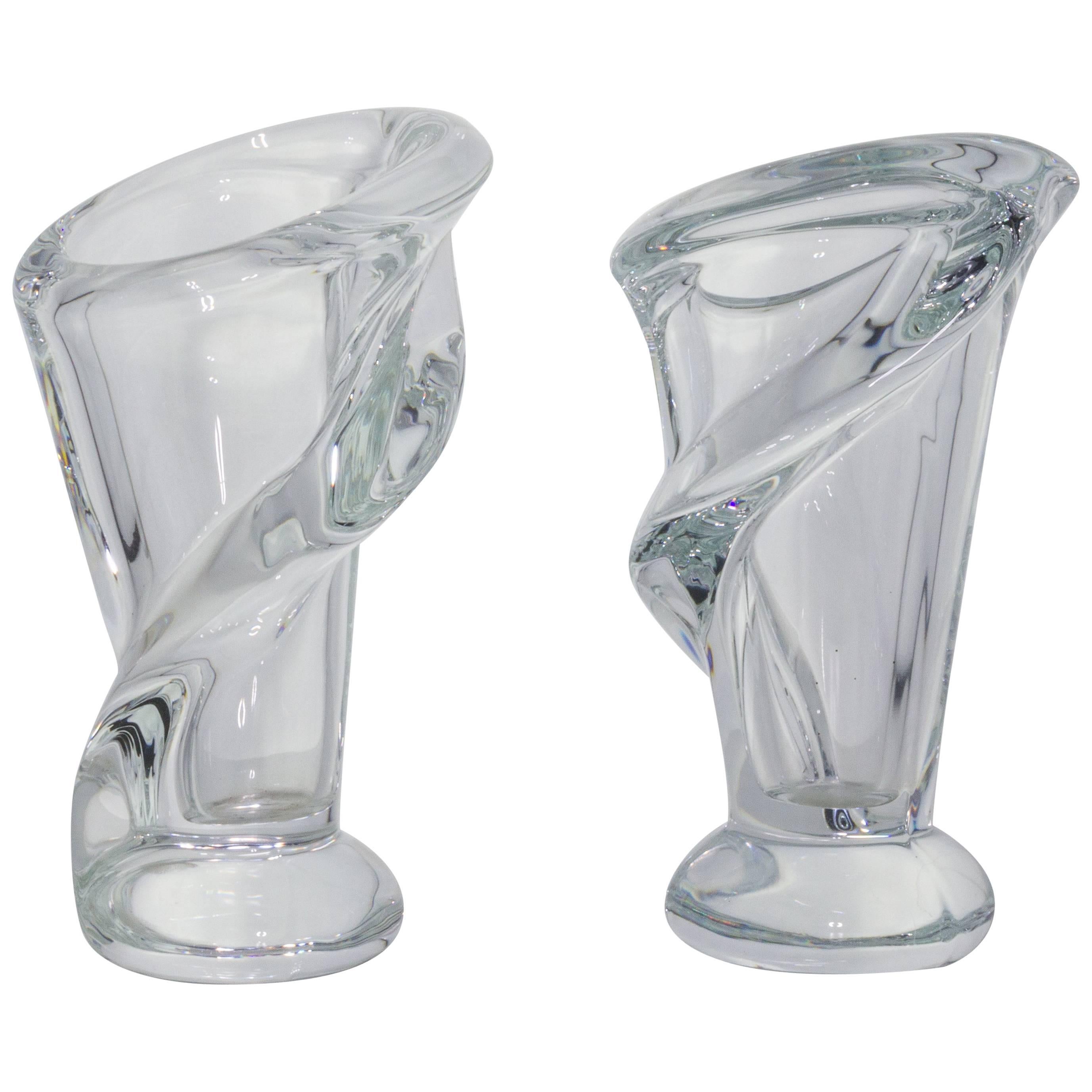 Beautiful Pair of Small French Crystal Vases