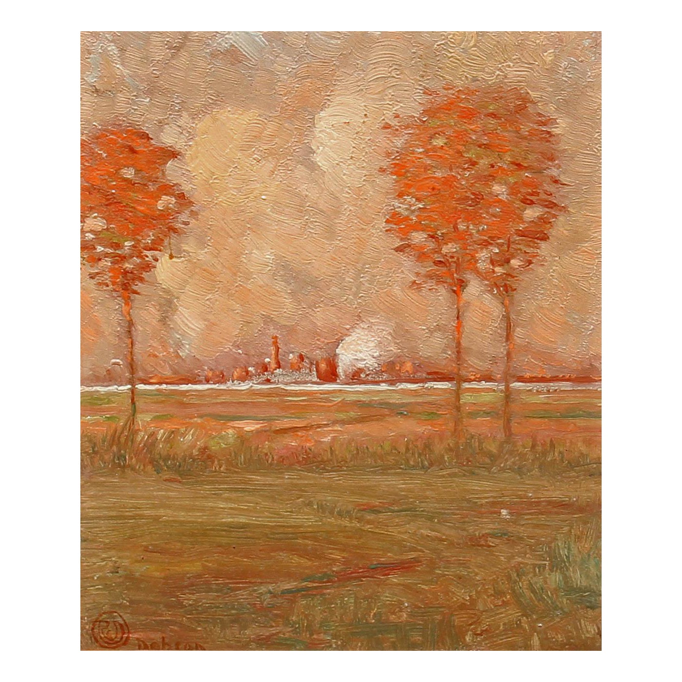 American Arts & Crafts Landscape Oil Painting by Robert Cairns Dobson, 1909 For Sale