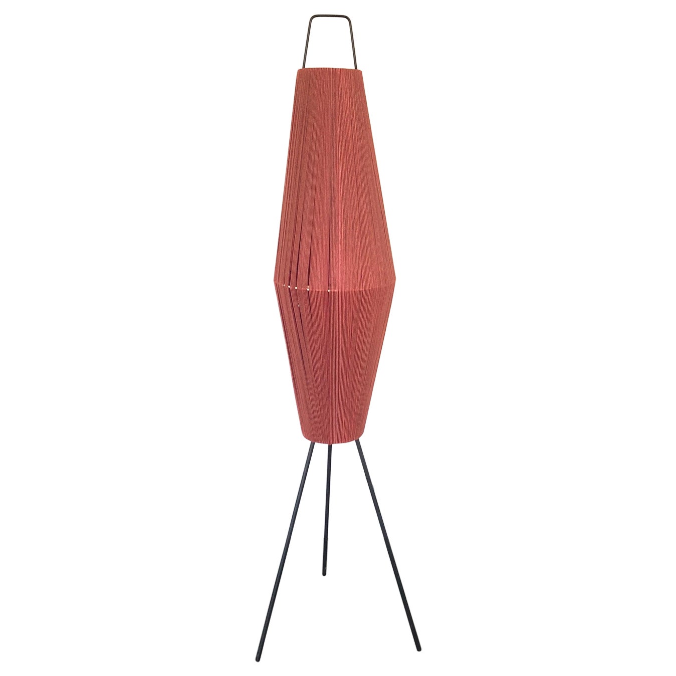Pink Fabric Thread Shade Tripod Floor Lamp, 1960s, Germany