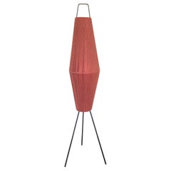 Lampadaire tripode à abat-jour en tissu rose, années 1960, Allemagne