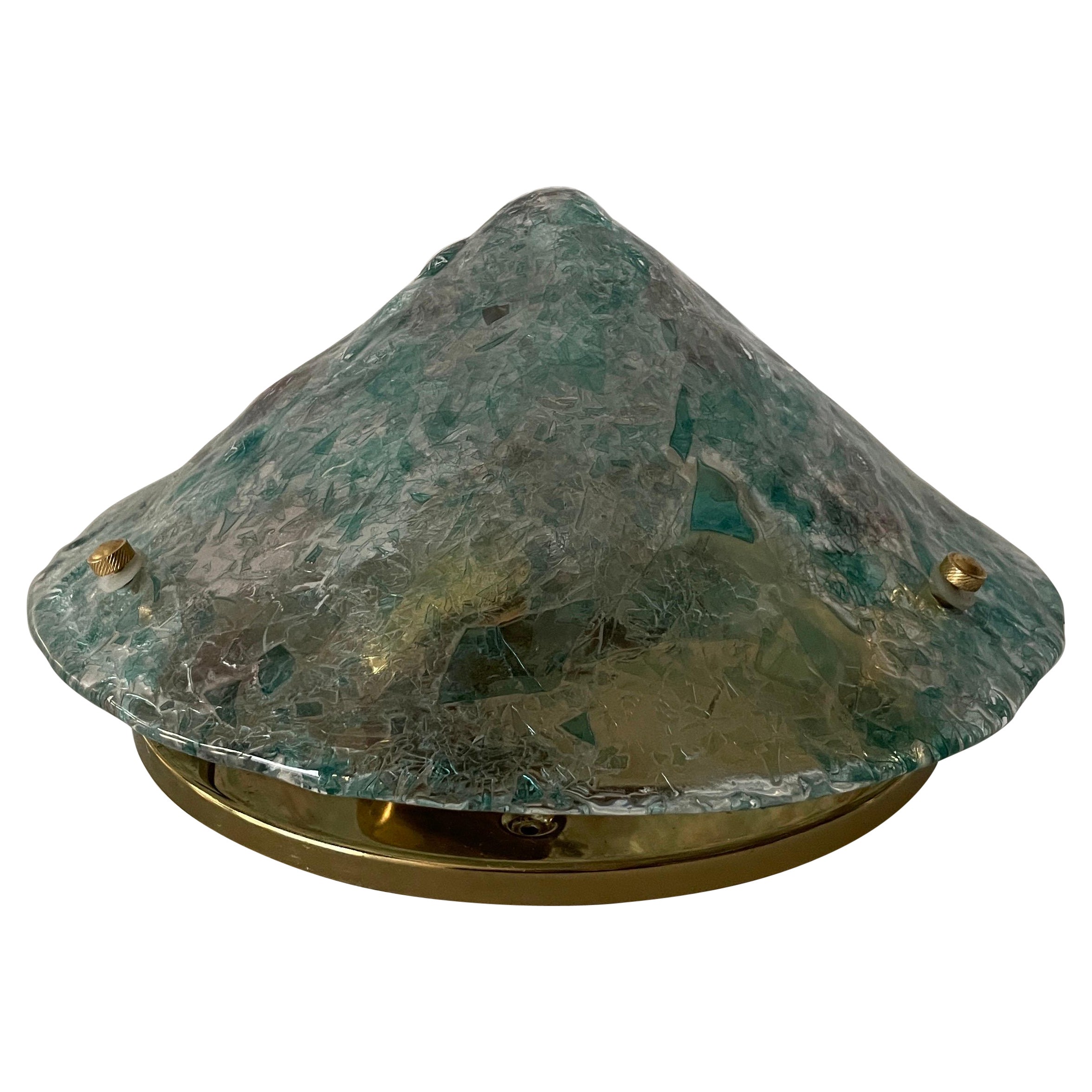 Murano Green Glass Conic Shaped Ceiling Lamp, 1970s, Italy For Sale