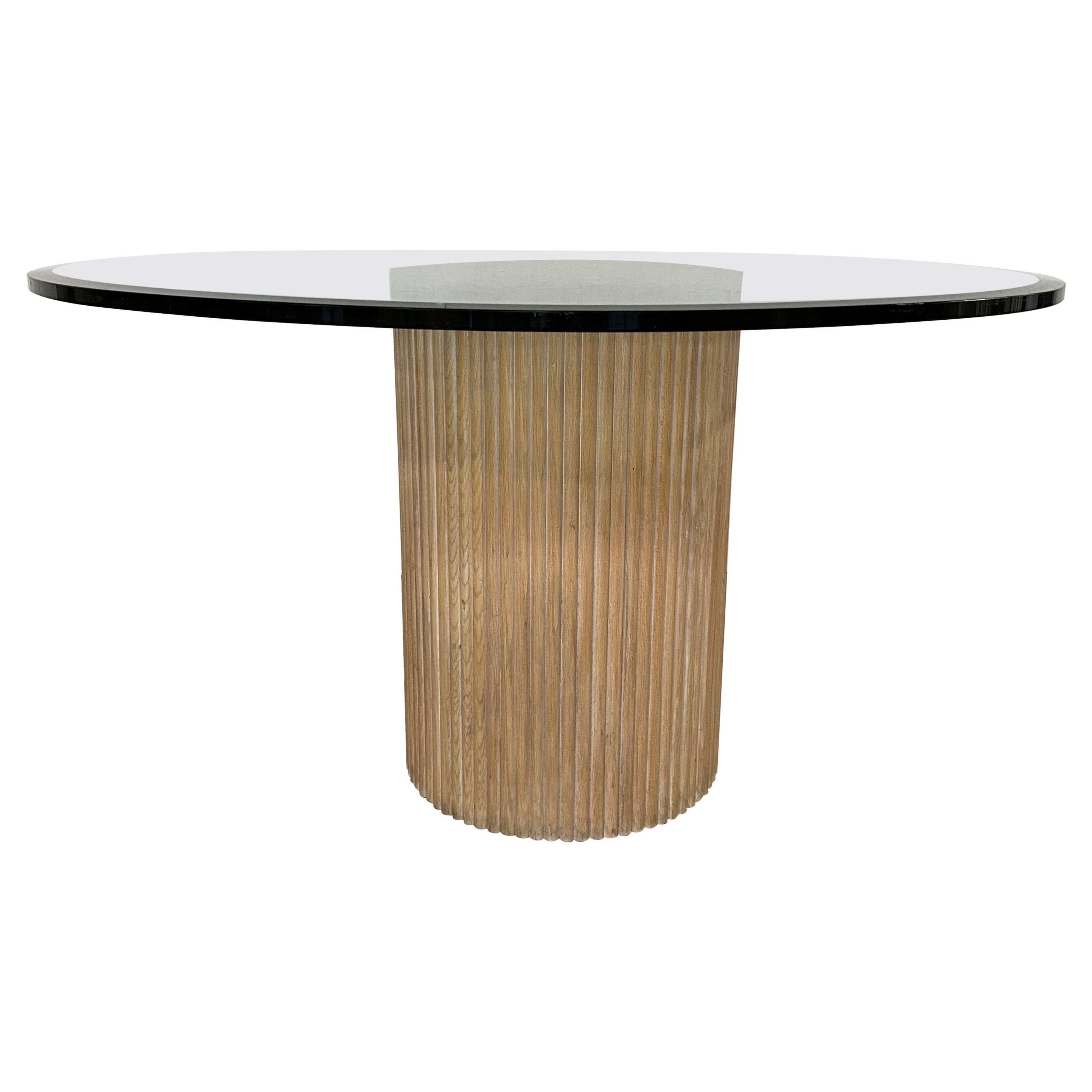 Midcentury Round Faux Bamboo Pedestal For Sale