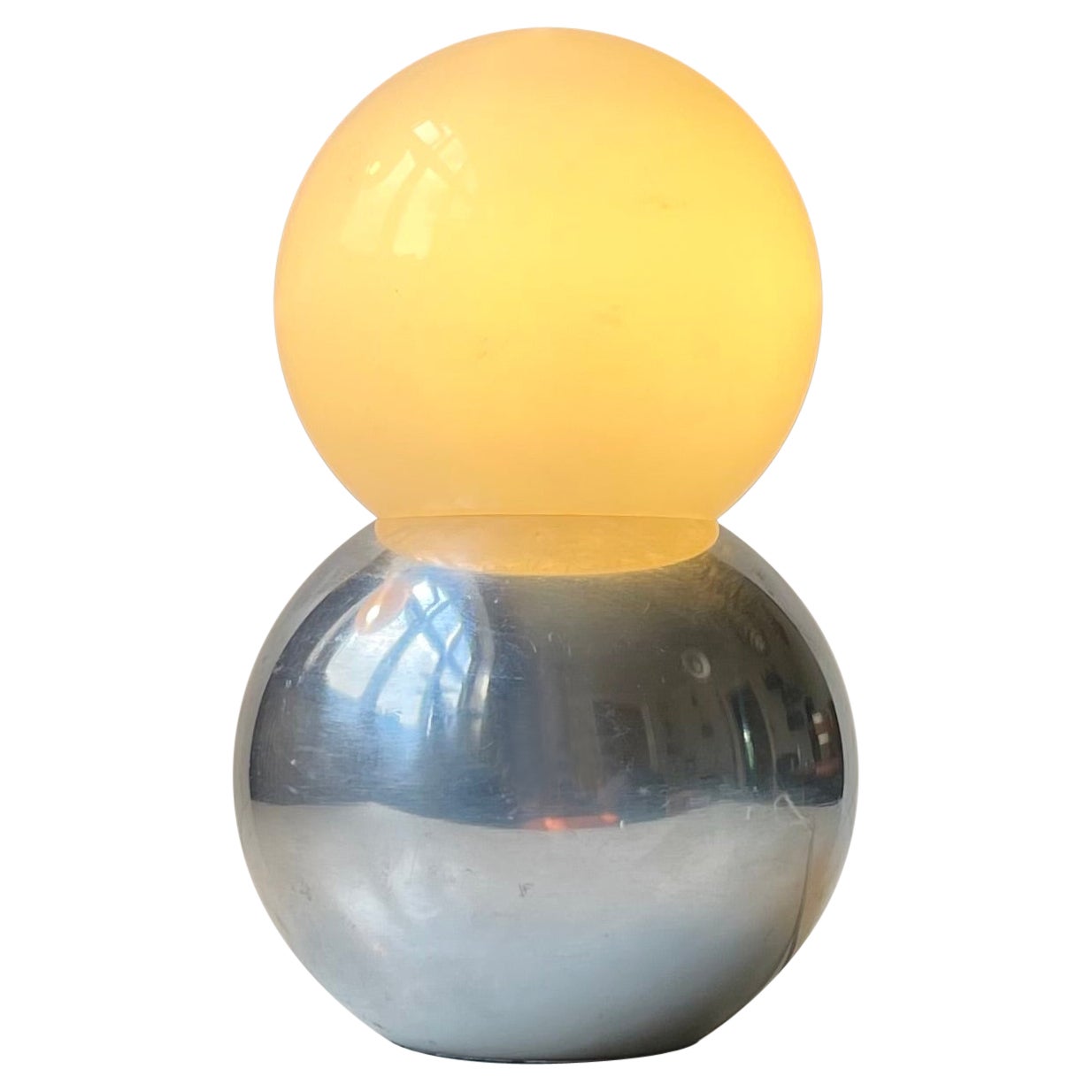 Scandinavian Dual Sphere Table Lamp in Polished Aluminum, 1980s