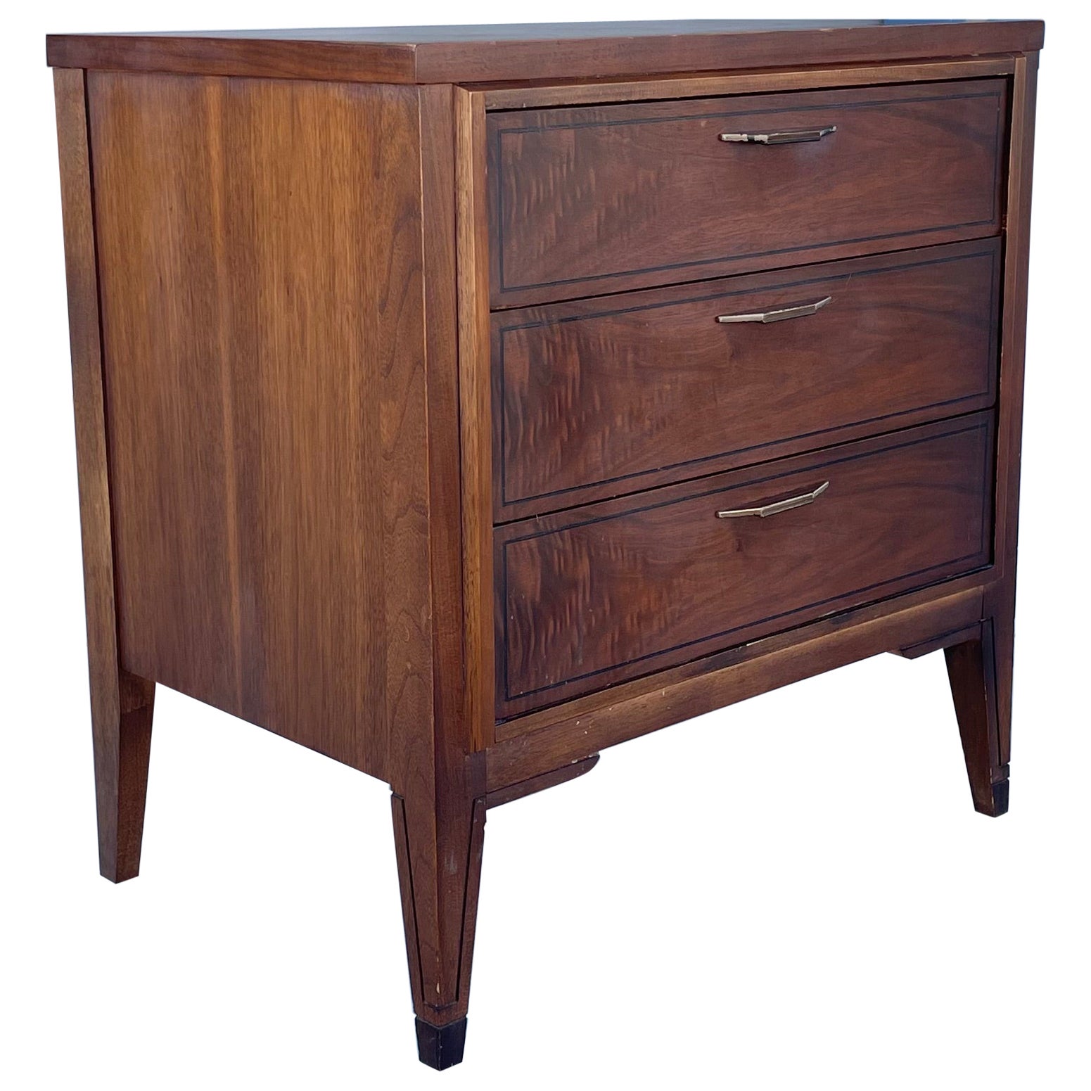 1960s Mid Century Walnut Nightstand by Kent Coffey For Sale