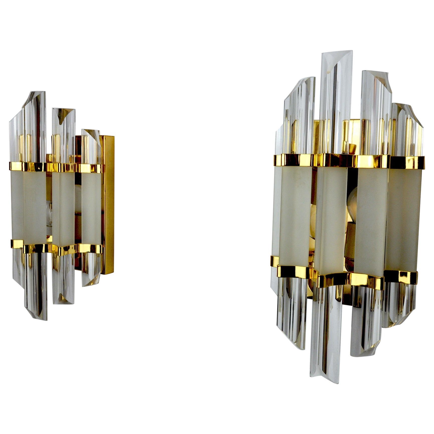 Pair of Wall Lamps Venini Glass from Murano Italy 1970 For Sale