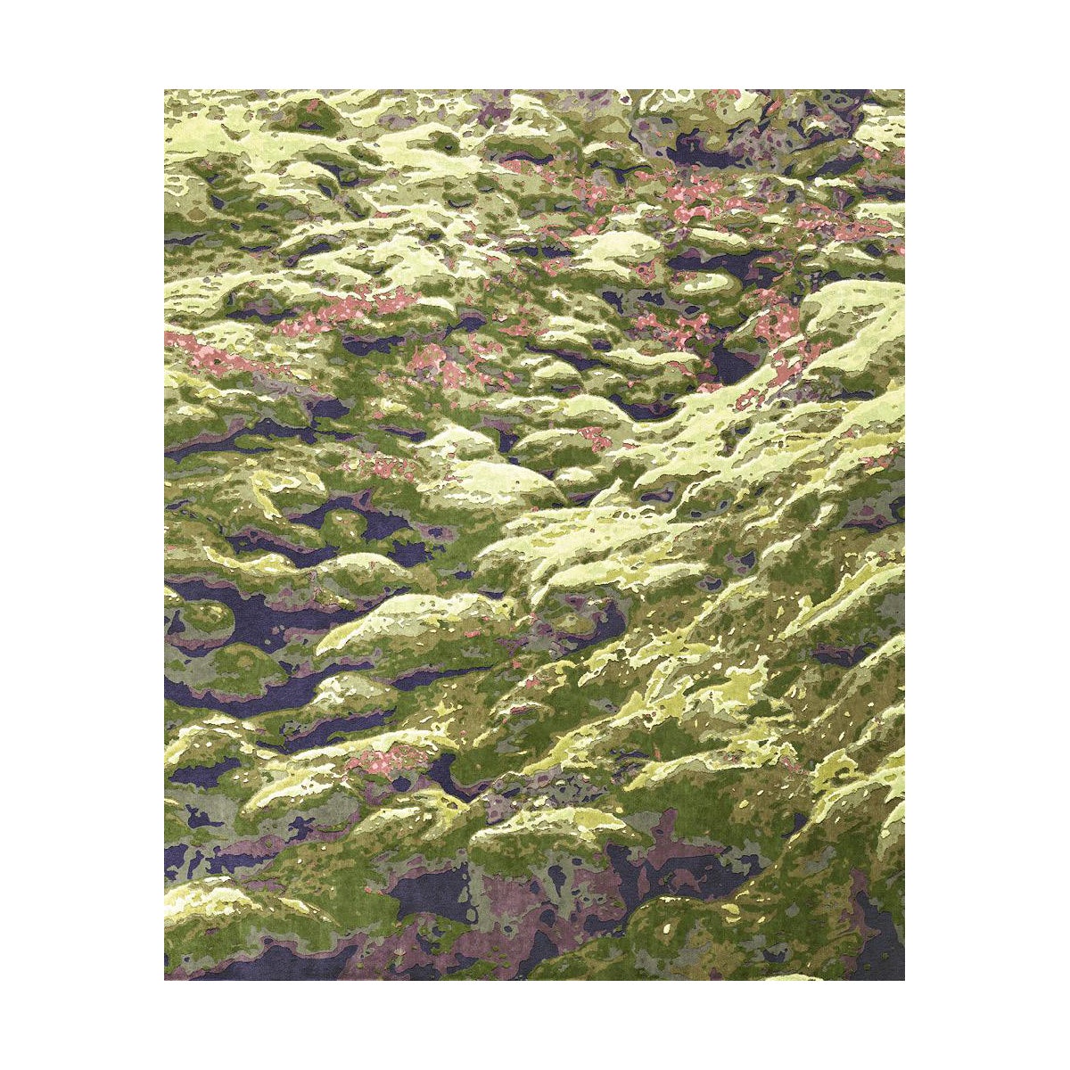 Various Pile Height Unusual Fluffy Handmade Rug, Mysterious Moss, in Stock For Sale
