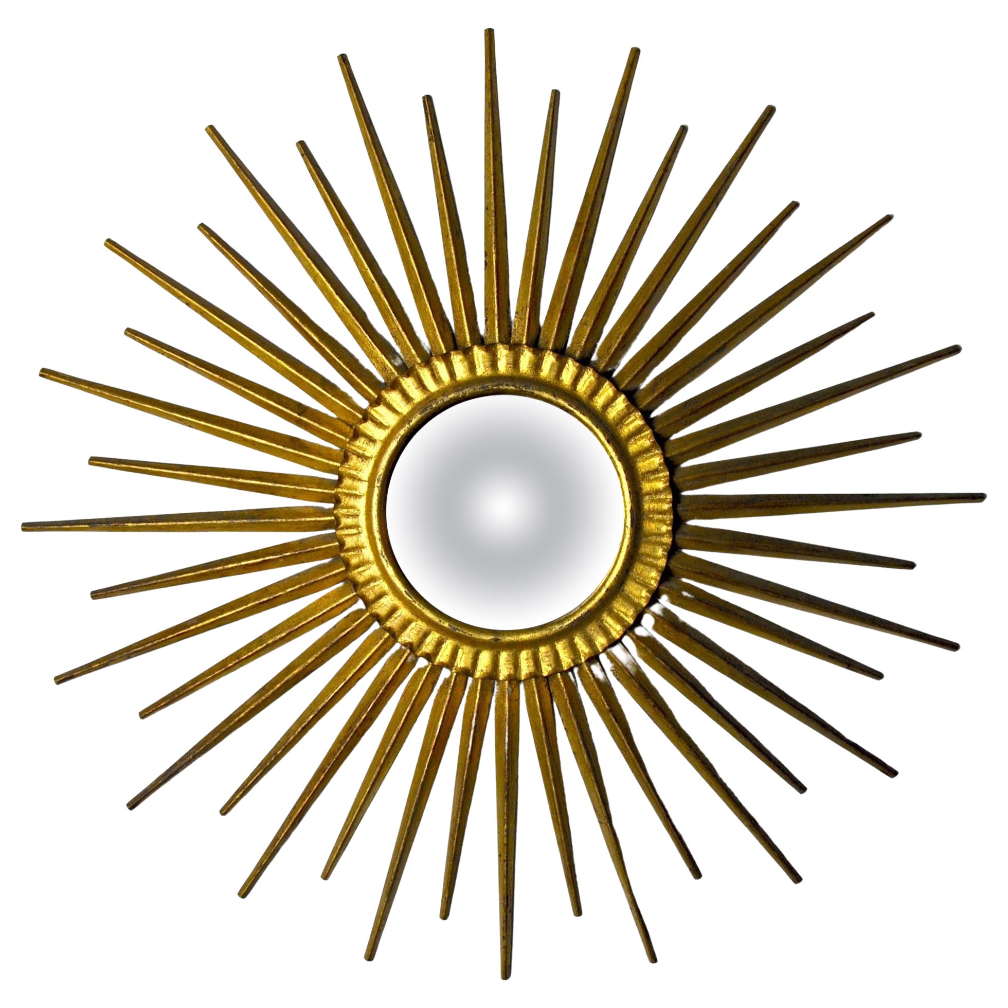 Miroir Soleil, Gold Leaf Gilded Metal, Italy, 1960 For Sale