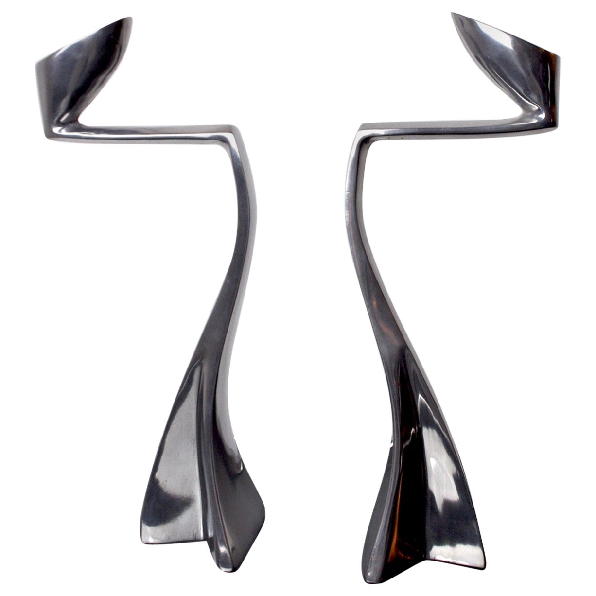 Pair of Swan Candlesticks by Matthew Hilton, England, 1980 For Sale