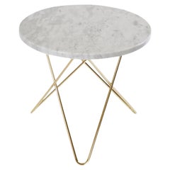 White Carrara Marble and Brass Mini O Table by Ox Denmarq