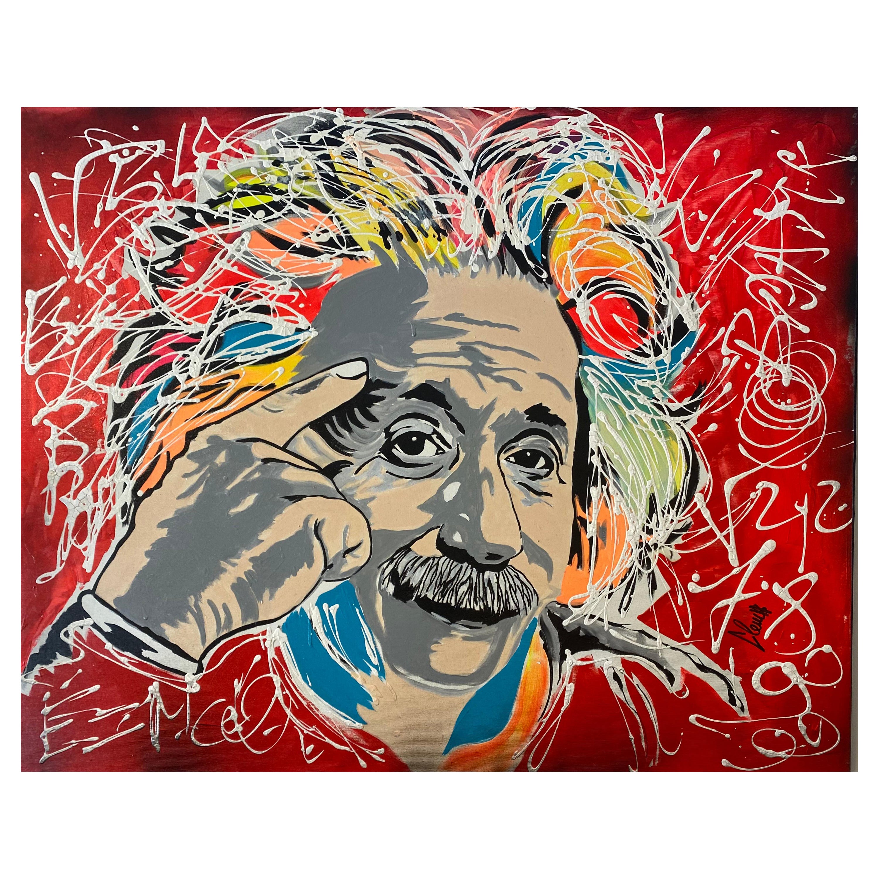 Pittura Clem$ - A. Einstein - Tecnica mista su tela