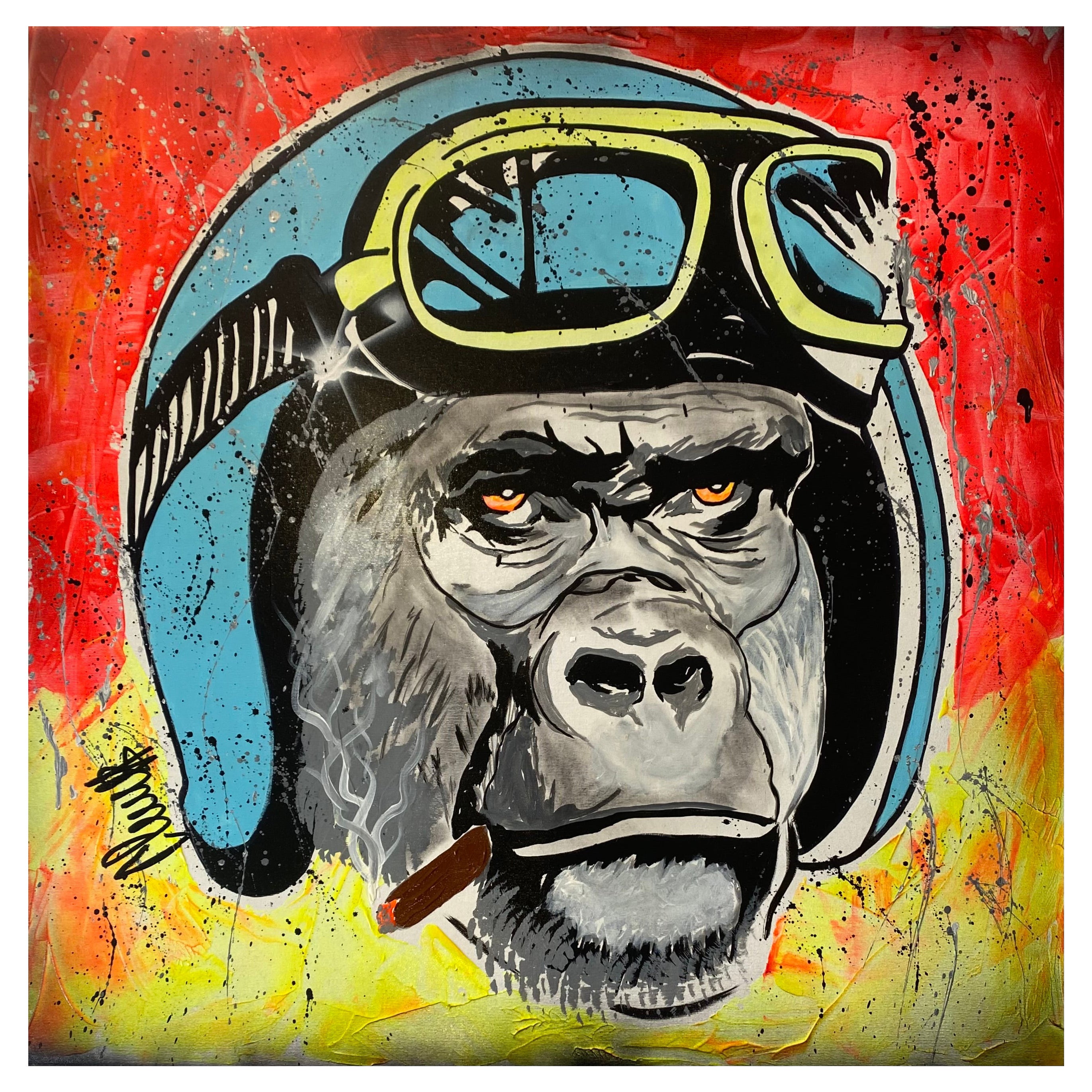 Clem$ Painting - Gorilla - Tecnica mista su tela