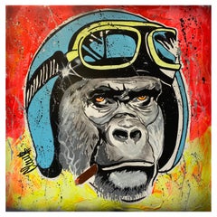Clem$ Painting, Gorilla, Mixed Media on Canvas