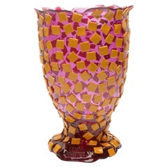 Contemporary Gaetano Pesce Rock XL Vase Resin Clear Lilac and Matt Ochre